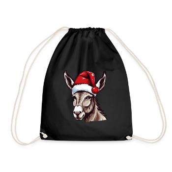 Donkey Christmas Animal Head - Drawstring Bag - black - Front