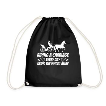 Horse Carriage Riding Coachman - Drawstring Bag - black - Front
