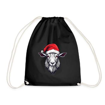 Goat Christmas Animal Head - Drawstring Bag - black - Front