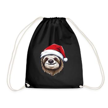 Sloth Christmas Animal Head - Drawstring Bag - black - Front