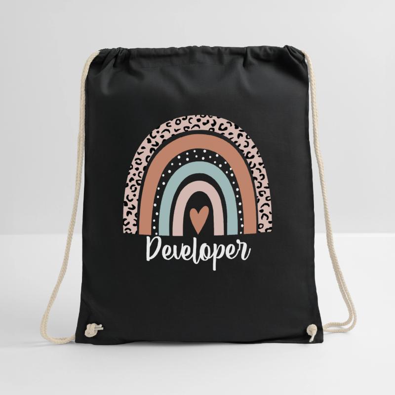 Developer Rainbow Leopard Funny Developer Drawstring Bag