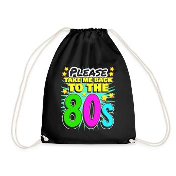 80s 1980's Party Retro - Drawstring Bag - black - Front