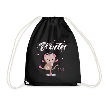 Ice Skating Winter - Drawstring Bag - black - Front