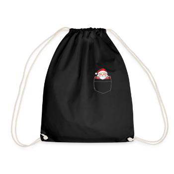 Rentier Pocket Funny Xmas Santa Claus - Turnbeutel - Schwarz - Vorne