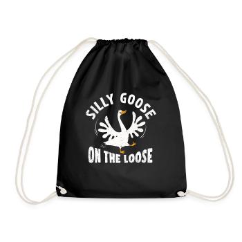 Silly geese on the loose - Drawstring Bag - black - Front