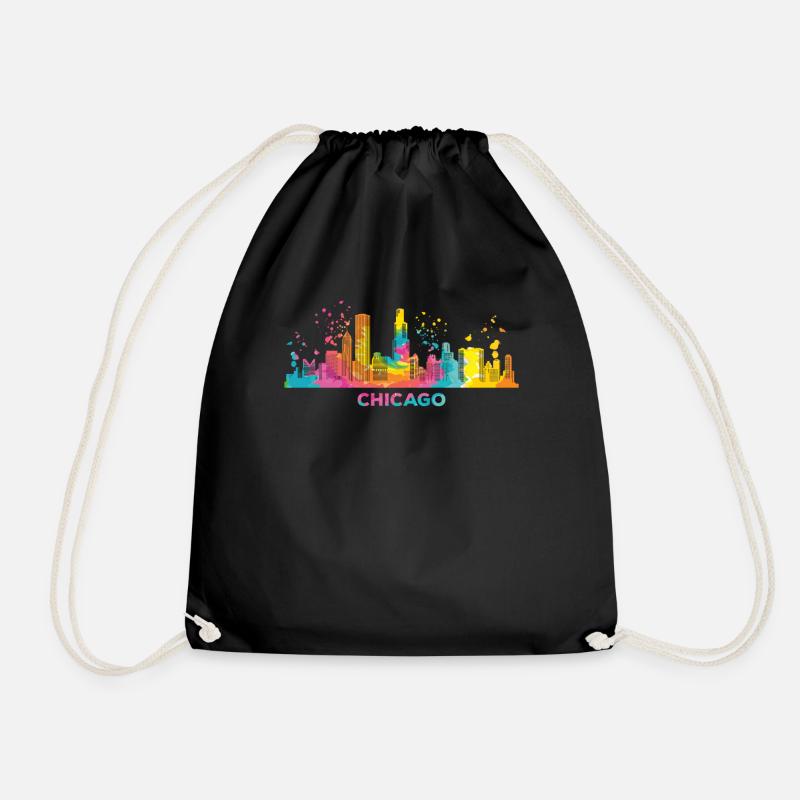 Chicagoan Aquarell Skyline Chicago - Turnbeutel - Schwarz