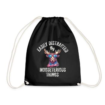 Easily Distracted Funny Moose Moose - Drawstring Bag - black - Front