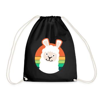 Alpacas Retro Alpaca - Turnbeutel - Schwarz - Vorne