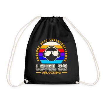 Level 22 - Drawstring Bag - black - Front