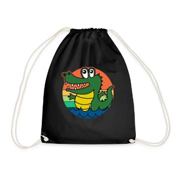 Alligators Retro Alligator - Drawstring Bag - black - Front