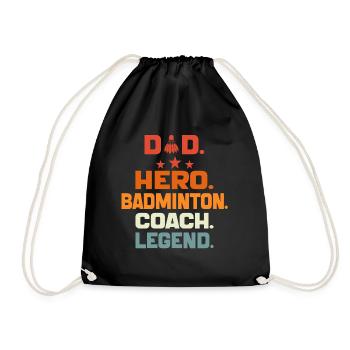 Papa Held Badminton Coach Legende Badminton DAD Geschenk - Turnbeutel - Schwarz - Vorne