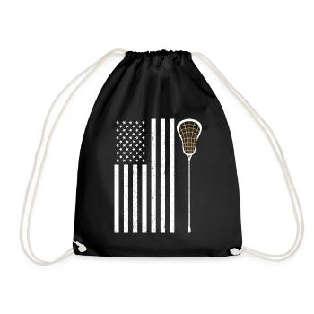 USA Lacrosse Flag - Drawstring Bag - black - Front