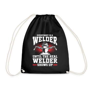 Welding Saying Metalworker Welder Dad - Drawstring Bag - black - Front