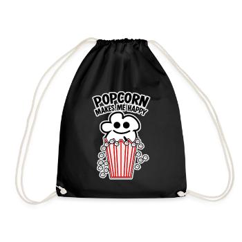 Happy Popcorn - Drawstring Bag - black - Front