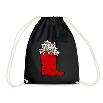 Red Rain Boots Flowers - Drawstring Bag - black - Front