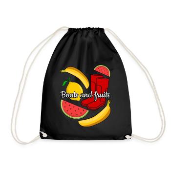 Red Rain Boots and Fruits - Drawstring Bag - black - Front