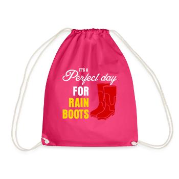 Rain Boots - Drawstring Bag - fuchsia - Front
