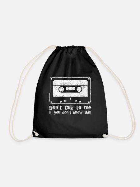 Cassettes 80s 90s Mixtape Cassette - Drawstring Bag - black