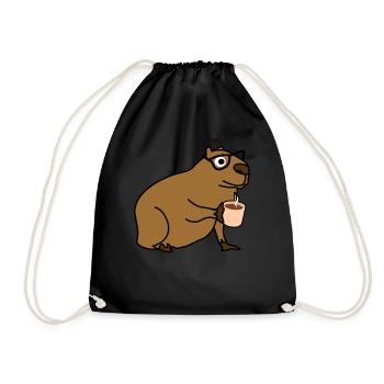 Capybara Coffee Capybaras - Turnbeutel - Schwarz - Vorne