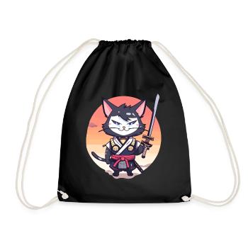 Samurai-Katze #37 - Turnbeutel - Schwarz - Vorne