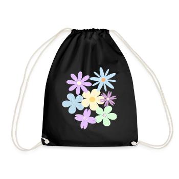 Flowers - Drawstring Bag - black - Front