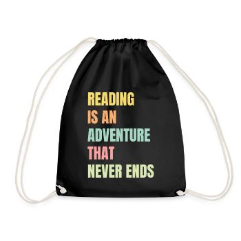 Reading is an adventure book lover - Drawstring Bag - black - Front