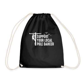 American Lineman Powerline Worker Design - Drawstring Bag - black - Front