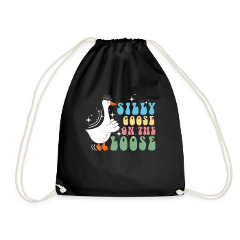 The stupid goose on the loose - Drawstring Bag - black - Front