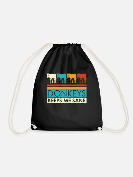 Donkey Retro Donkeys - Drawstring Bag - black
