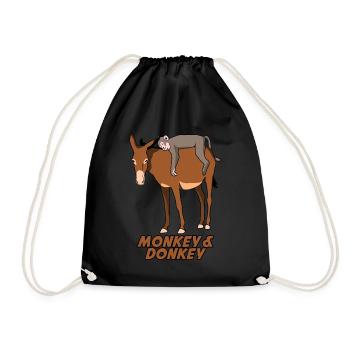 Singe et âne - Sac de sport léger - noir - Devant