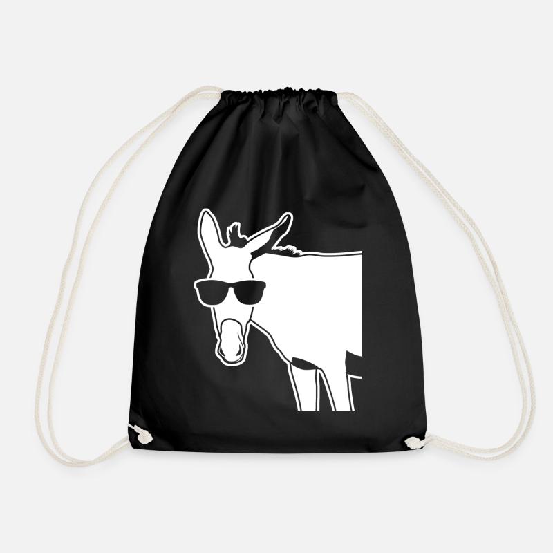 Donkey with Sunglasses Donkeys - Drawstring Bag - black