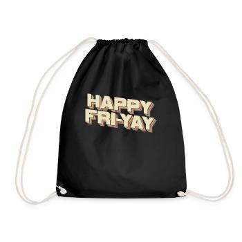 Happy Fri Yay Teacher Weekend Funny Meme - Drawstring Bag - black - Front