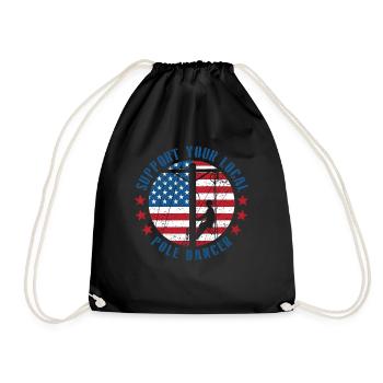 American Lineman Powerline Worker Design - Drawstring Bag - black - Front