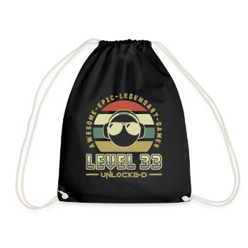 Level 33 - Drawstring Bag - black - Front