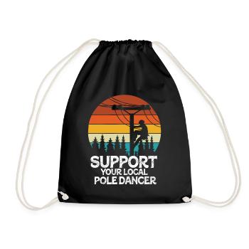 American Lineman Powerline Worker Design - Drawstring Bag - black - Front
