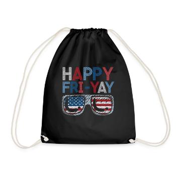 Happy Fri Yay Teacher Weekend Funny Meme - Drawstring Bag - black - Front