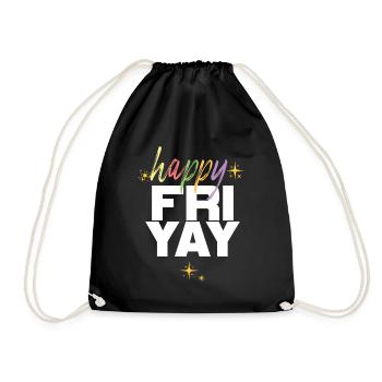 Happy Fri Yay Teacher Weekend Funny Meme - Drawstring Bag - black - Front