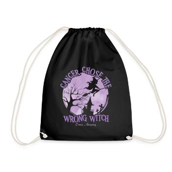 Cancer Witch Lavender Cancer Awareness - Drawstring Bag - black - Front