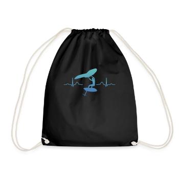 Flügel Surfer Wingsurfing Retro Folie Flügel - Turnbeutel - Schwarz - Vorne