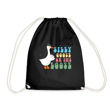 The stupid goose on the loose - Drawstring Bag - black - Front