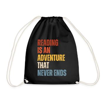 Reading is an adventure book lover - Drawstring Bag - black - Front