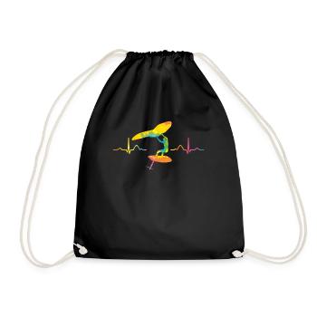 Flügel Surfer Wingsurfing Retro Folie Flügel - Turnbeutel - Schwarz - Vorne