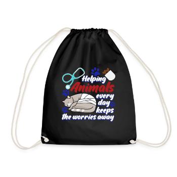 Veterinary Medicine Vet Veterinarian - Drawstring Bag - black - Front