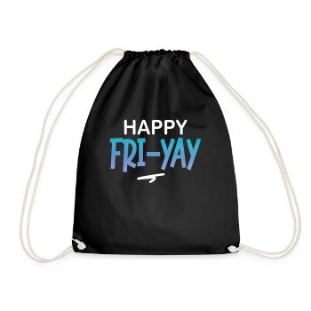Happy Fri Yay Teacher Weekend Funny Meme - Drawstring Bag - black - Front