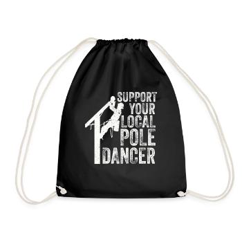 Support Your Local Pole Dancer Lineman - Drawstring Bag - black - Front