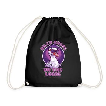 The stupid goose on the loose - Drawstring Bag - black - Front