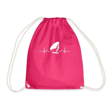 Flügel Surfer Wingsurfing Retro Folie Flügel - Turnbeutel - Fuchsia - Vorne
