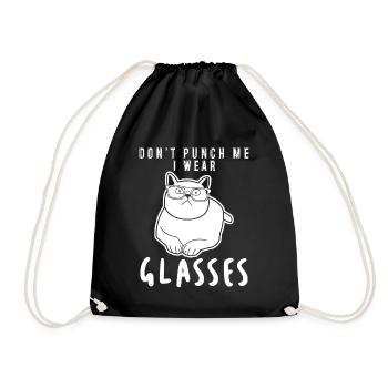 Cat Glasses Spectacles Opticals - Drawstring Bag - black - Front