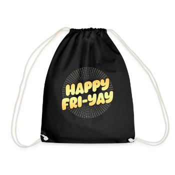 Happy Fri Yay Teacher Weekend Funny Meme - Drawstring Bag - black - Front