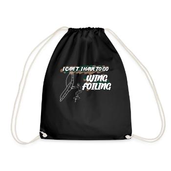 Wing Foiling Winging Wingsurfing - Drawstring Bag - black - Front